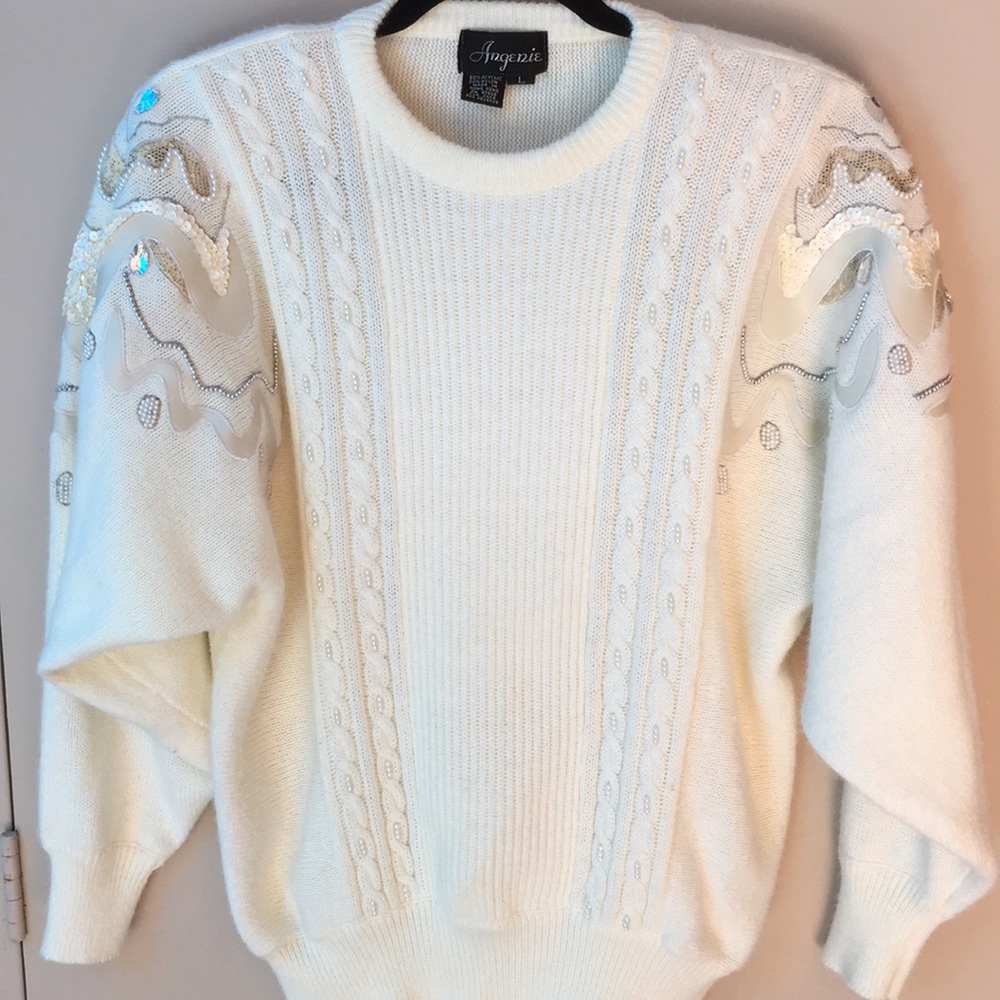 Vintage 80s Angenie Sweater beads sequins